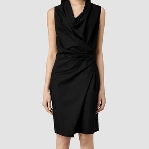 AllSaints • Black Edyen Belted Wrap Dress